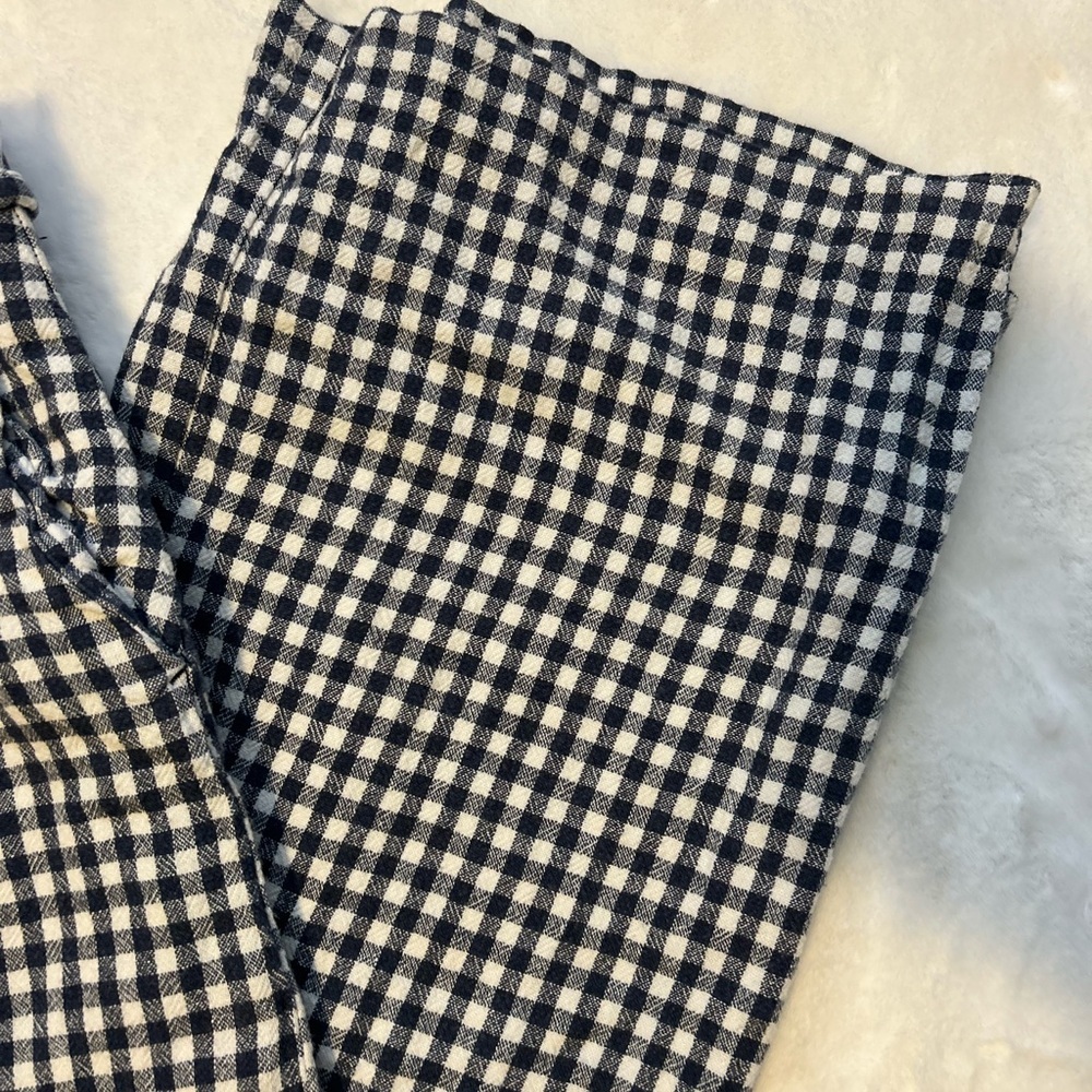 Abercrombie & Fitch Women’s XS Black White Gingham Linen Blend Wide Leg - Picture 9 of 15